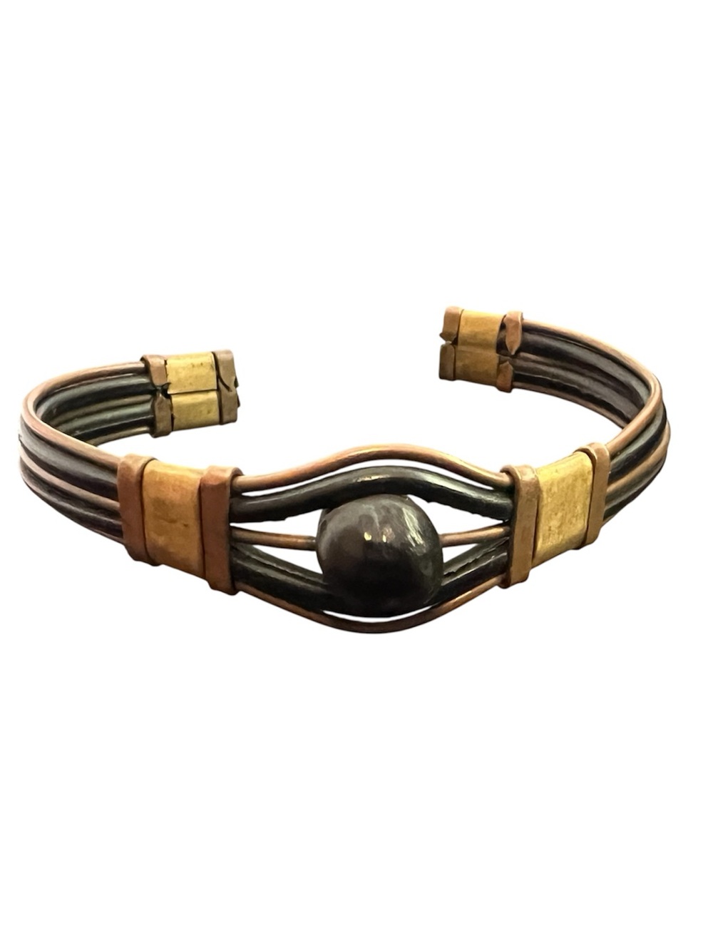3/$20 💜 VINTAGE African Handmade Mixed Metal Cuff Bracelet